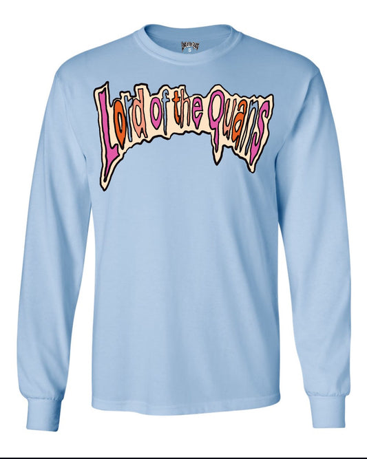 LordoftheQuans “moose tracks” long sleeve blue shirt.